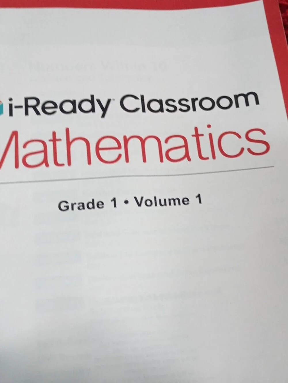 Mathematics Workbook - Red/Cream Cover (Grade 1, Volume 1)